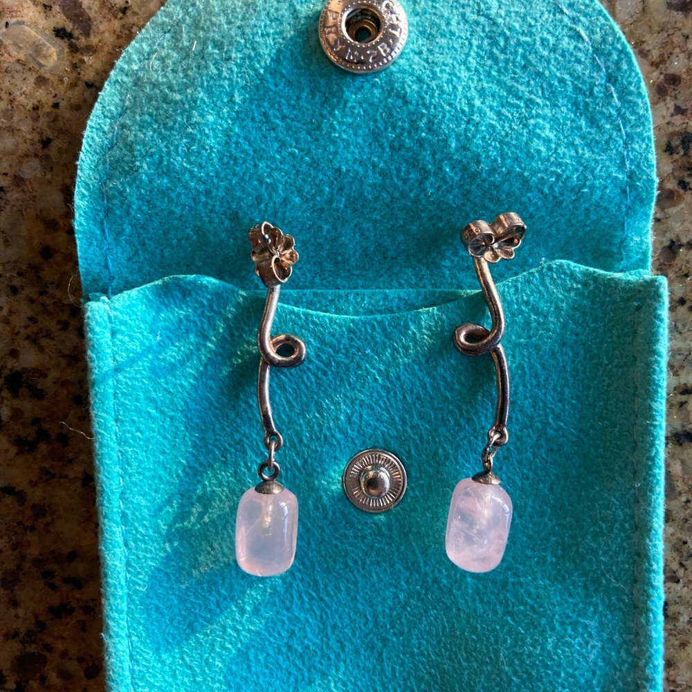 Tiffany & Co. Rose Quartz Twist Drop Earrings